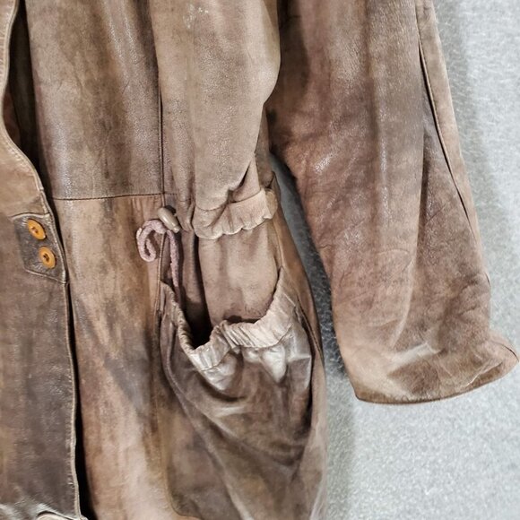 Lepegro Women Jacket 38 Tan Vintage‎ Leather Overcoat - Picture 2 of 11